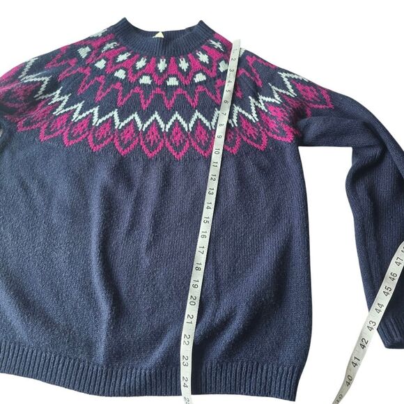 Mountain and Isles Pico Fair Isle Sweater Pink Blue Crew-neck Women's Large - Picture 8 of 8